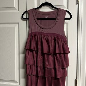 Ladies Loft Plum Color Ruffled Top Size Medium